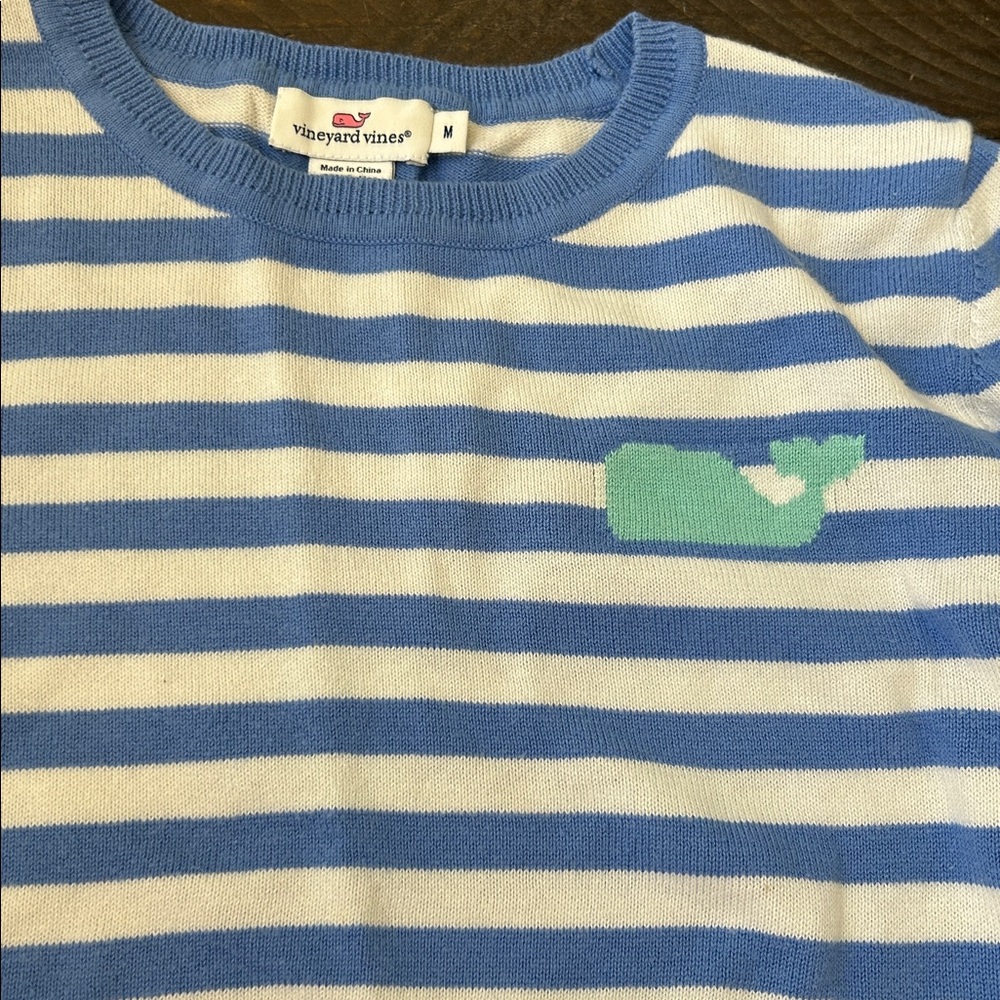 Vineyard Vines Blue and White Striped Crewneck Sweater - Picture 2 of 9